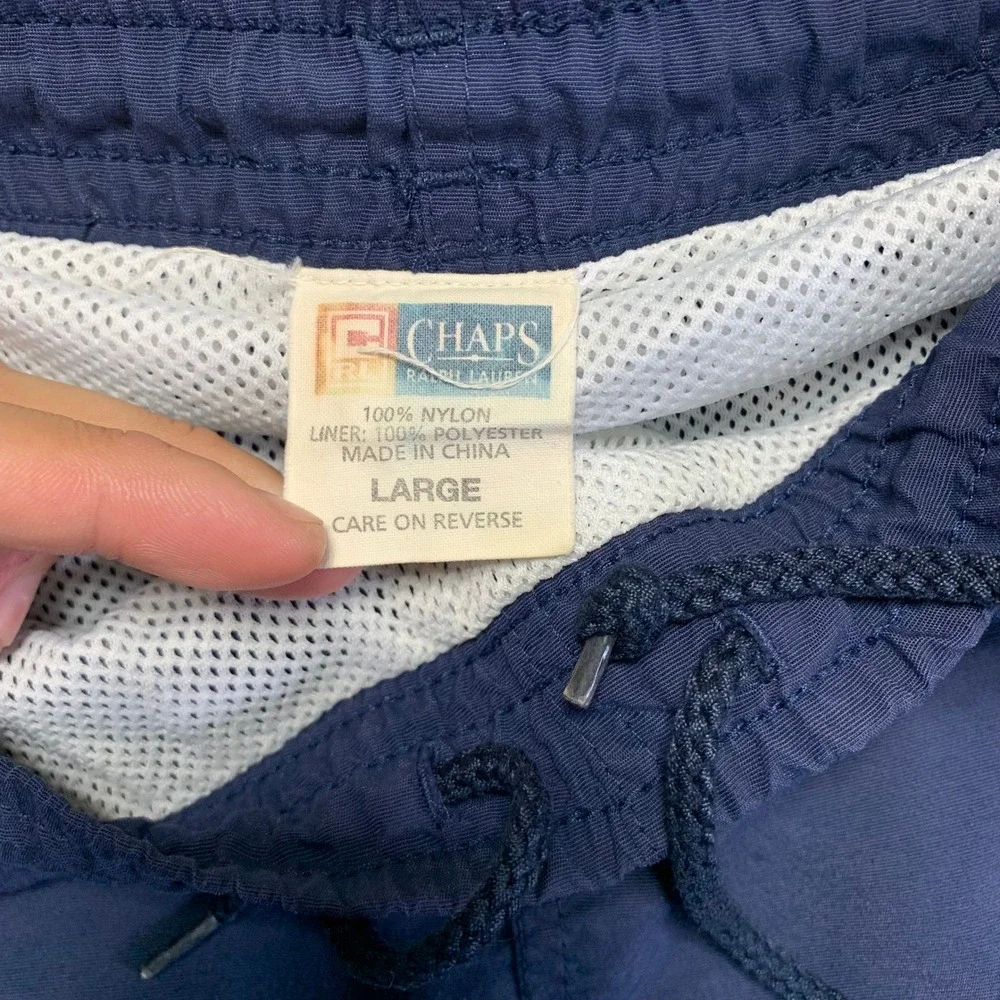 Vintage Chaps Ralph Lauren Shorts Mens Large‎ Navy Blue Nylon Board Swim Trunks